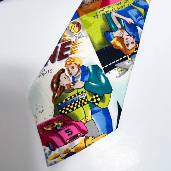 Vintage 1991 Nicole Miller Silk tie, couple theme - Picture 10 of 11